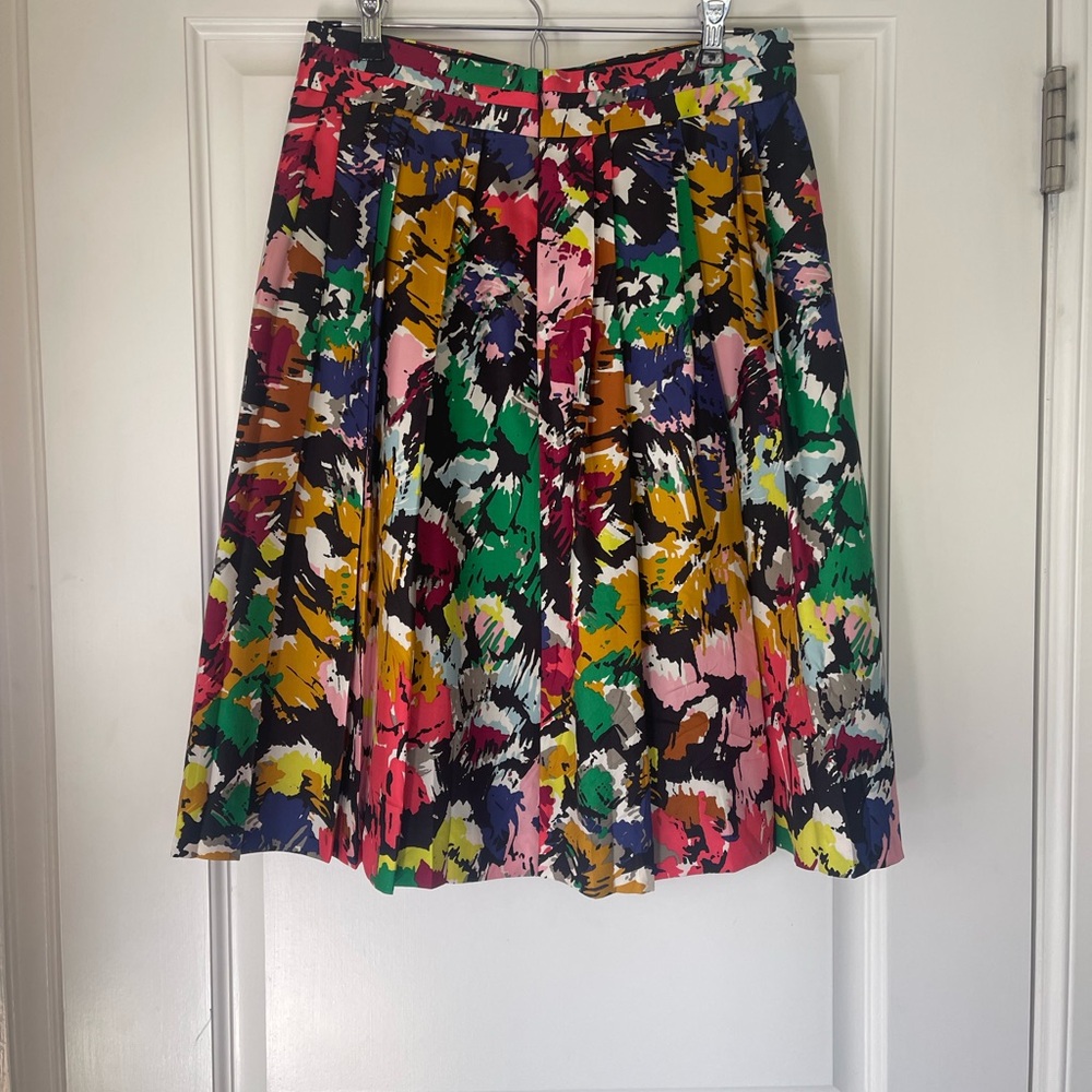 J. Crew Skirt, 100% Silk, Pockets, Multi-Colored Abstract Floral, EUC - Picture 3 of 10
